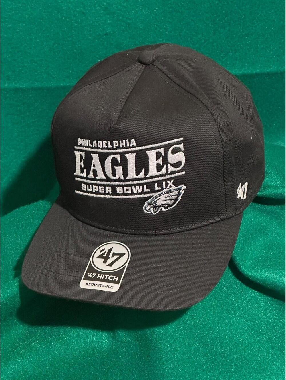 NFL Philadelphia Eagles SuperBowl LIX 47 Brand Hitch Black Snapback Hat MSRP $51